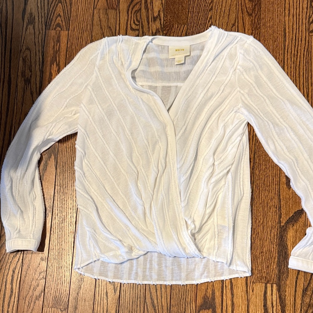 Maeve Anthropologie  off white  Wrap-Front Lightweight Knit Top size xs